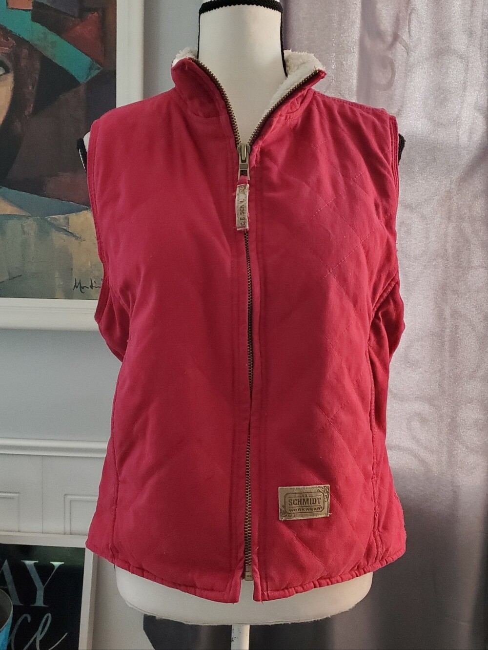 C.E. SCHMIDT Workwear Faux Sherpa Canvas Chore Vest M